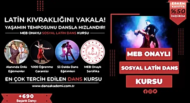 Sosyal Latin İleri Seviye Dans Kursu Fiyatları – Erken Kayıtta %50 İndirim